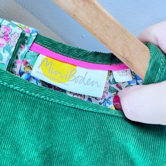 Mini Boden Girls Green Corduroy Ruffle Cap Sleeve Dress- Size 11/12Y - Picture 6 of 6
